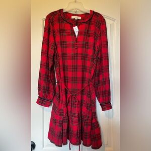 NWT LOFT Red plaid dress